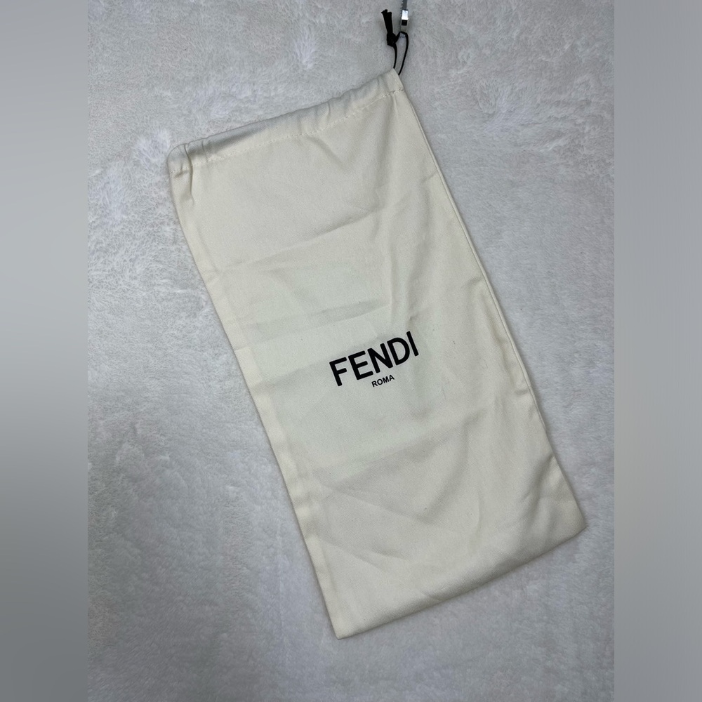 FENDI ROMA Drawstring Dust Bag Cover 100% Cotton Cream with Black Lettering